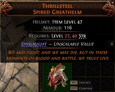 MMOJUGG Path of Exile 2 THRILLSTEEL SPIRED GREATHELM#1144043 Details View of Item Function and Use