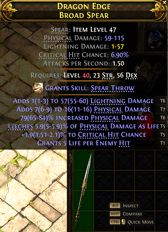 MMOJUGG Path of Exile 2 DRAGON EDGE BROAD SPEAR#1144062 Details View of Item Function and Use