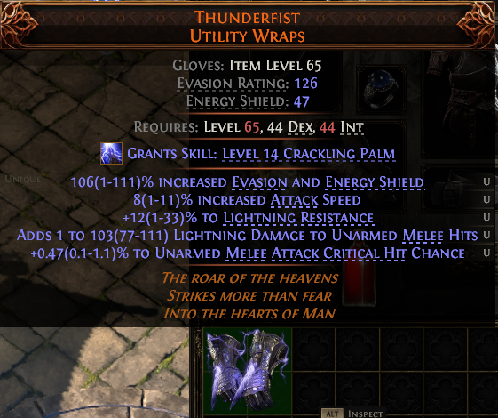 MMOJUGG Path of Exile 2 THUNDERFIST UTILITY WRAPS#1144240 Details View of Item Function and Use