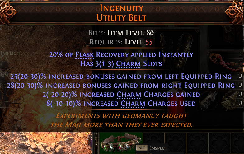 MMOJUGG Path of Exile 2 INGENUITY UTILITY BELT#1144373 Details View of Item Function and Use