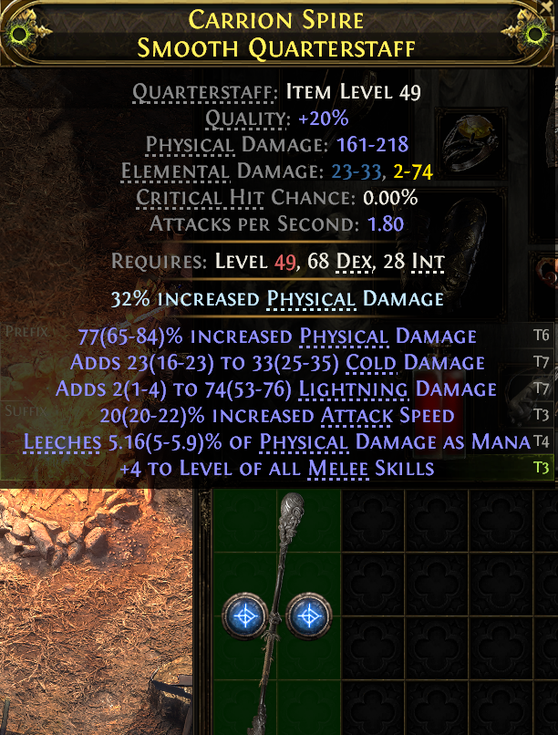 MMOJUGG Path of Exile 2 CARRION SPIRE SMOOTH QUARTERSTAFF#1144398 Buying Page Display