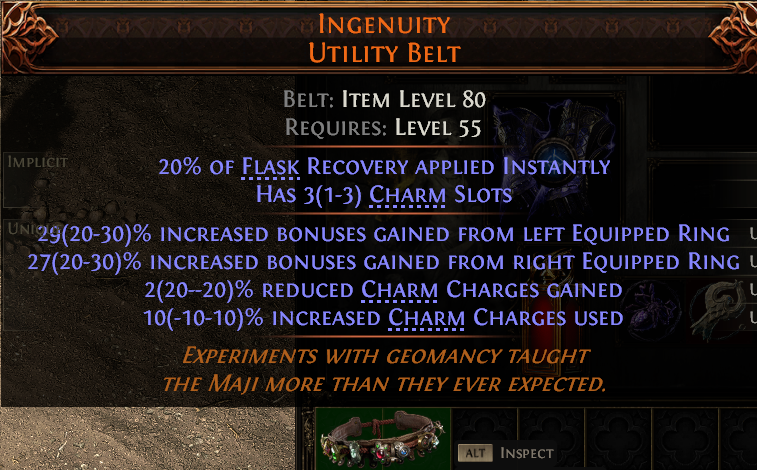 MMOJUGG Path of Exile 2 INGENUITY UTILITY BELT#1144428 Details View of Item Function and Use