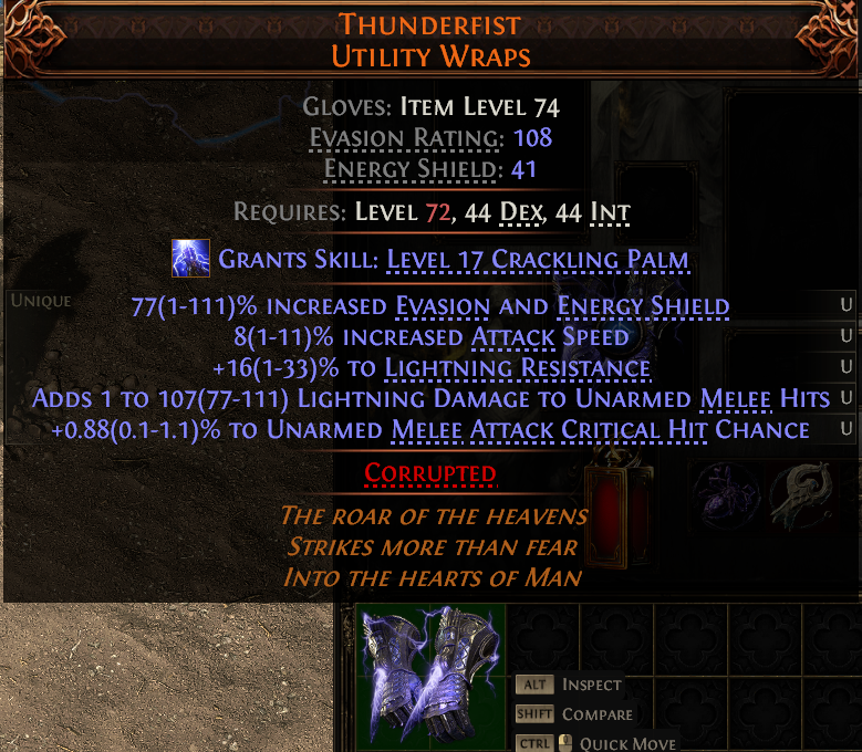 MMOJUGG Path of Exile 2 THUNDERFIST UTILITY WRAPS#1144436 Details View of Item Function and Use