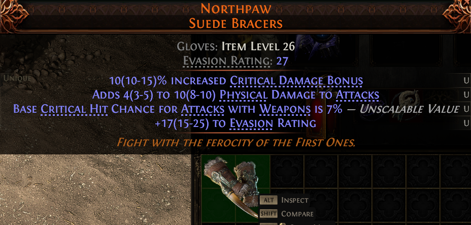 MMOJUGG Path of Exile 2 NORTHPAW SUEDE BRACERS#1144437 Details View of Item Function and Use