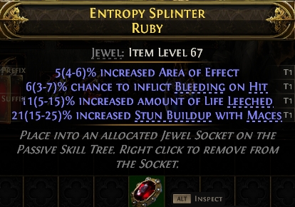 MMOJUGG Path of Exile 2 ENTROPY SPLINTER RUBY#1144497 Details View of Item Function and Use