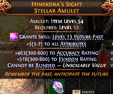 MMOJUGG Path of Exile 2 HINEKORA'S SIGHT STELLAR AMULET#1144623 Details View of Item Function and Use