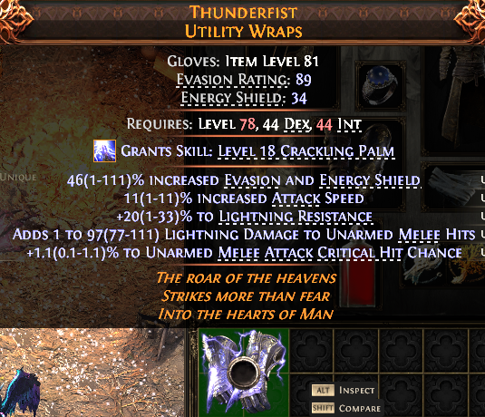 MMOJUGG Path of Exile 2 THUNDERFIST UTILITY WRAPS#1144642 Details View of Item Function and Use