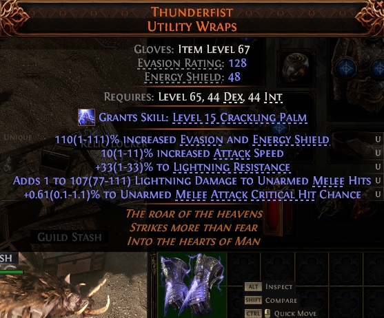 MMOJUGG Path of Exile 2 THUNDERFIST UTILITY WRAPS#1144713 Details View of Item Function and Use