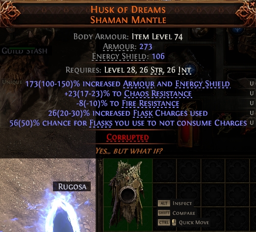 MMOJUGG Path of Exile 2 HUSK OF DREAMS SHAMAN MANTLE#1144715 Details View of Item Function and Use