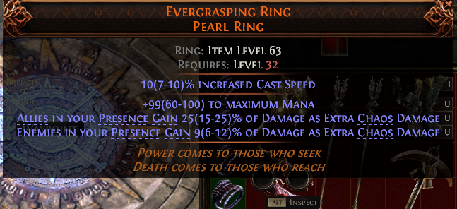 MMOJUGG Path of Exile 2 EVERGRASPING RING PEARL RING#1144724 Details View of Item Function and Use