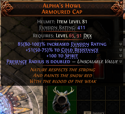 MMOJUGG Path of Exile 2 ALPHA'S HOWL ARMOURED CAP#1144732 Details View of Item Function and Use