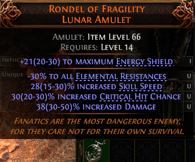 MMOJUGG Path of Exile 2 RONDEL OF FRAGILITY LUNAR AMULET#1144768 Details View of Item Function and Use