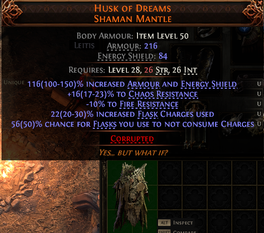 MMOJUGG Path of Exile 2 HUSK OF DREAMS SHAMAN MANTLE#1144770 Details View of Item Function and Use
