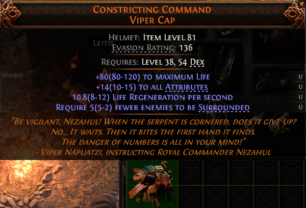 MMOJUGG Path of Exile 2 CONSTRICTING COMMAND VIPER CAP#1144781 Buying Page Display