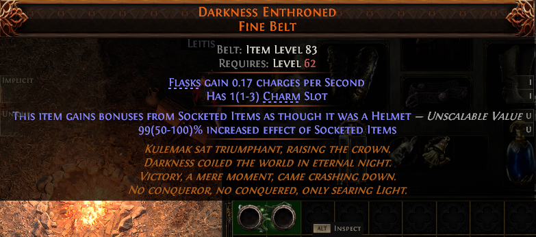 MMOJUGG Path of Exile 2 DARKNESS ENTHRONED FINE BELT#1144783 Details View of Item Function and Use