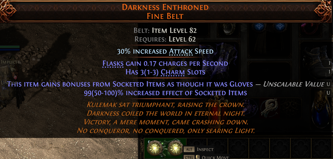 MMOJUGG Path of Exile 2 DARKNESS ENTHRONED FINE BELT#1144972 Details View of Item Function and Use