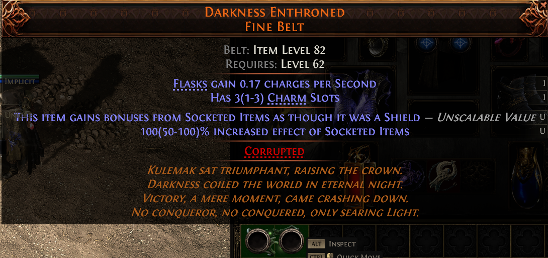 MMOJUGG Path of Exile 2 DARKNESS ENTHRONED FINE BELT#1144980 Details View of Item Function and Use