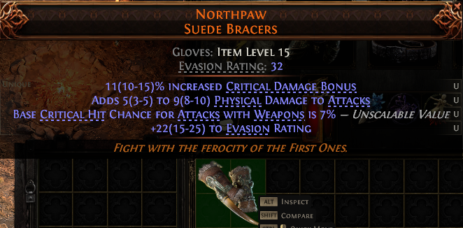 MMOJUGG Path of Exile 2 NORTHPAW SUEDE BRACERS#1145224 Details View of Item Function and Use
