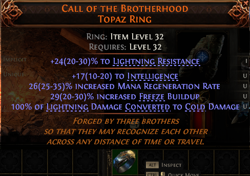 MMOJUGG Path of Exile 2 CALL OF THE BROTHERHOOD TOPAZ RING#1145225 Details View of Item Function and Use