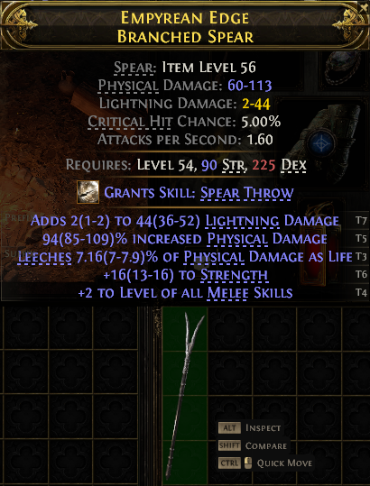 MMOJUGG Path of Exile 2 EMPYREAN EDGE BRANCHED SPEAR#1145261 Details View of Item Function and Use