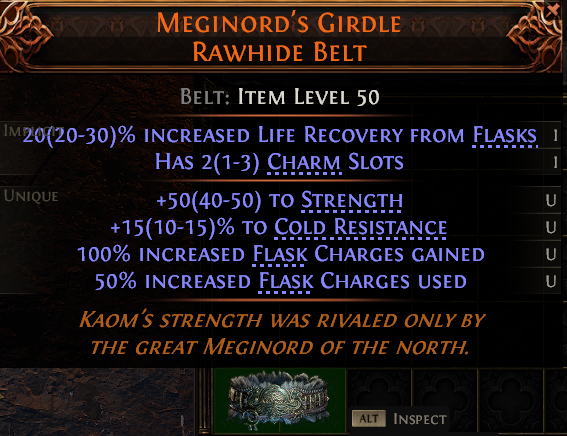 MMOJUGG Path of Exile 2 MEGINORD'S GIRDLE RAWHIDE BELT#1145305 Details View of Item Function and Use