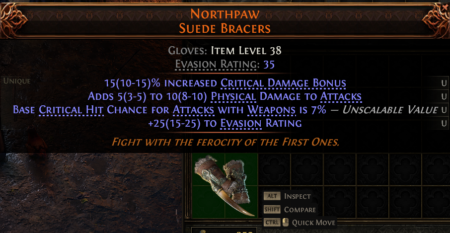 MMOJUGG Path of Exile 2 NORTHPAW SUEDE BRACERS#1145313 Details View of Item Function and Use