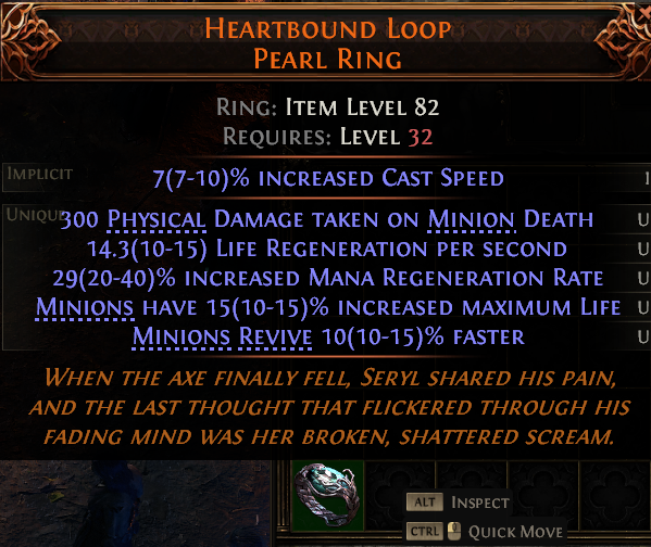 MMOJUGG Path of Exile 2 HEARTBOUND LOOP PEARL RING#1145904 Details View of Item Function and Use