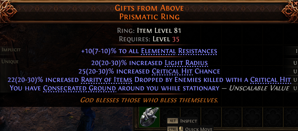 MMOJUGG Path of Exile 2 GIFTS FROM ABOVE PRISMATIC RING#1145905 Details View of Item Function and Use