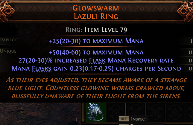 MMOJUGG Path of Exile 2 GLOWSWARM LAZULI RING#1145913 Details View of Item Function and Use