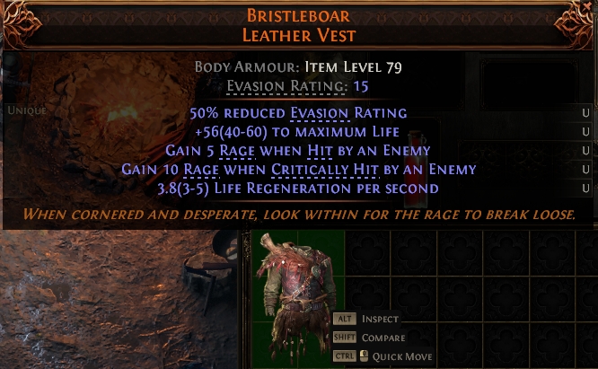 MMOJUGG Path of Exile 2 BRISTLEBOAR LEATHER VEST#1146074 Details View of Item Function and Use