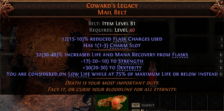 MMOJUGG Path of Exile 2 COWARD'S LEGACY MAIL BELT#1146090 Details View of Item Function and Use