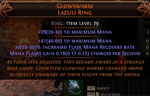 MMOJUGG Path of Exile 2 GLOWSWARM LAZULI RING#1146092 Details View of Item Function and Use