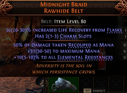 MMOJUGG Path of Exile 2 MIDNIGHT BRAID RAWHIDE BELT#1146096 Details View of Item Function and Use