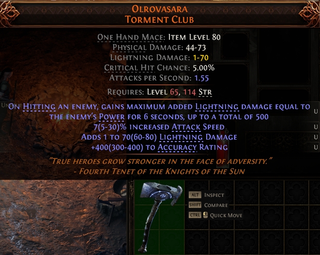 MMOJUGG Path of Exile 2 OLROVASARA TORMENT CLUB#1146097 Details View of Item Function and Use