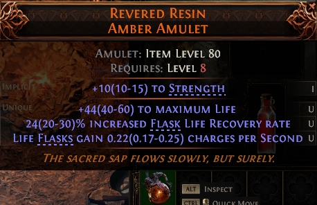 MMOJUGG Path of Exile 2 REVERED RESIN AMBER AMULET#1146109 Details View of Item Function and Use