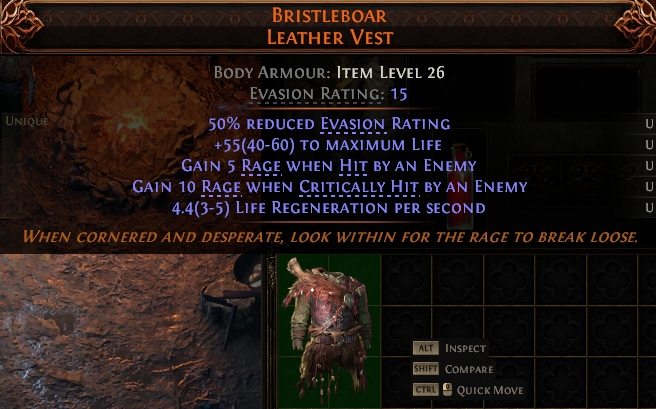 MMOJUGG Path of Exile 2 BRISTLEBOAR LEATHER VEST#1146118 Details View of Item Function and Use