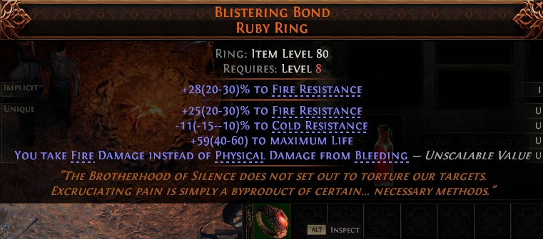 MMOJUGG Path of Exile 2 BLISTERING BOND RUBY RING#1146121 Details View of Item Function and Use