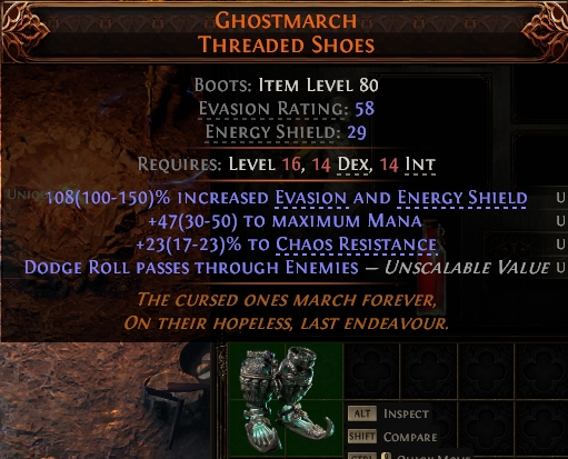 MMOJUGG Path of Exile 2 GHOSTMARCH THREADED SHOES#1146122 Details View of Item Function and Use