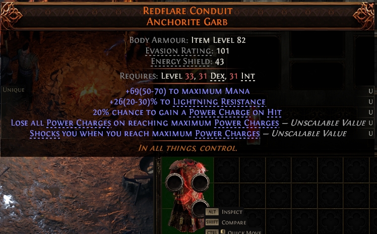 MMOJUGG Path of Exile 2 REDFLARE CONDUIT ANCHORITE GARB#1146124 Details View of Item Function and Use