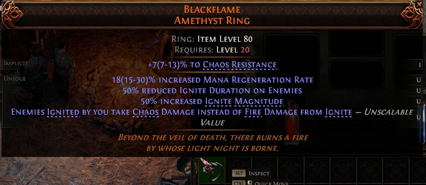 MMOJUGG Path of Exile 2 BLACKFLAME AMETHYST RING#1146125 Details View of Item Function and Use