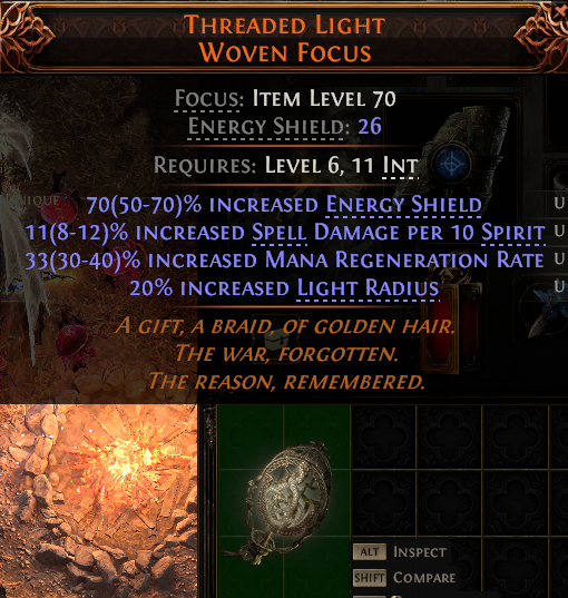MMOJUGG Path of Exile 2 THREADED LIGHT WOVEN FOCUS#1146221 Details View of Item Function and Use