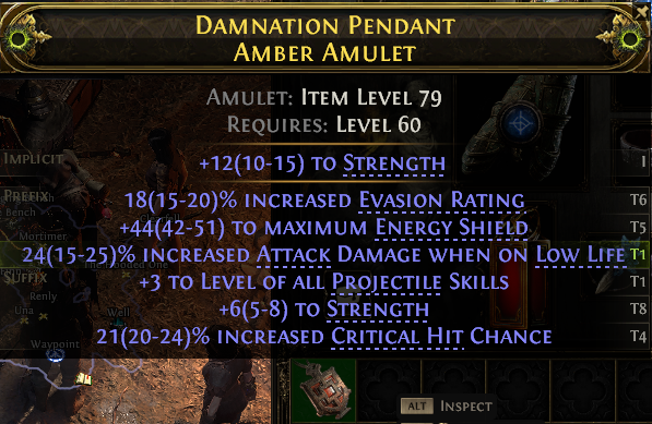 MMOJUGG Path of Exile 2 DAMNATION PENDANT AMBER AMULET#1146240 Details View of Item Function and Use