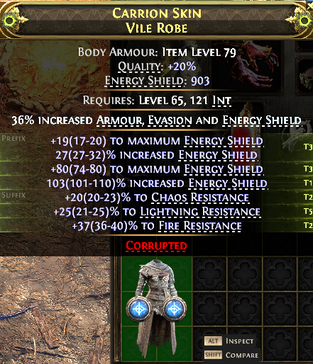 MMOJUGG Path of Exile 2 CARRION SKIN VILE ROBE#1146346 Details View of Item Function and Use