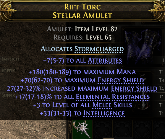 MMOJUGG Path of Exile 2 RIFT TORC STELLAR AMULET#1146881 Details View of Item Function and Use