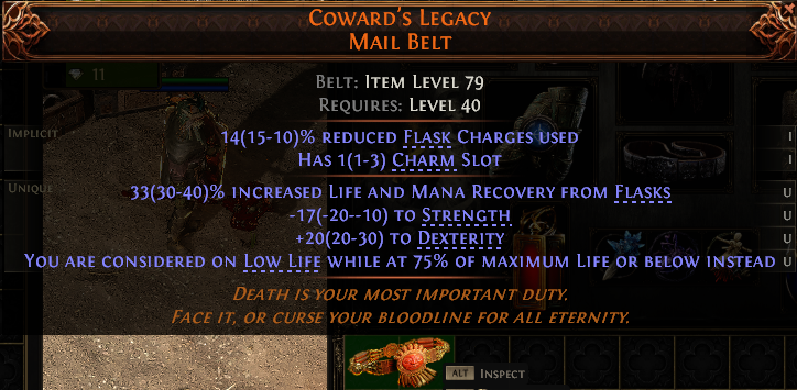 MMOJUGG Path of Exile 2 COWARD'S LEGACY MAIL BELT#1147463 Details View of Item Function and Use
