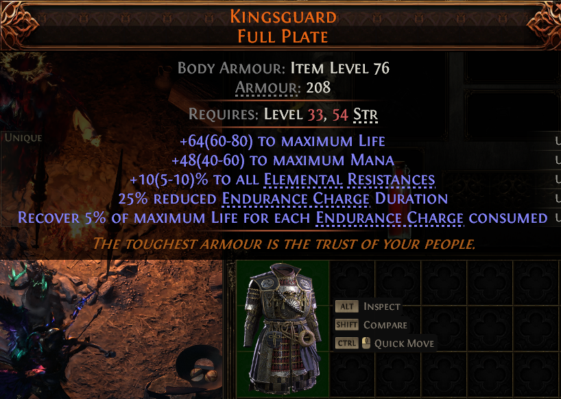 MMOJUGG Path of Exile 2 KINGSGUARD FULL PLATE#1147684 Details View of Item Function and Use