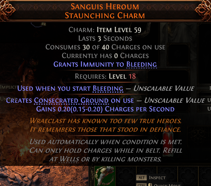 MMOJUGG Path of Exile 2 SANGUIS HEROUM STAUNCHING CHARM#1147696 Details View of Item Function and Use