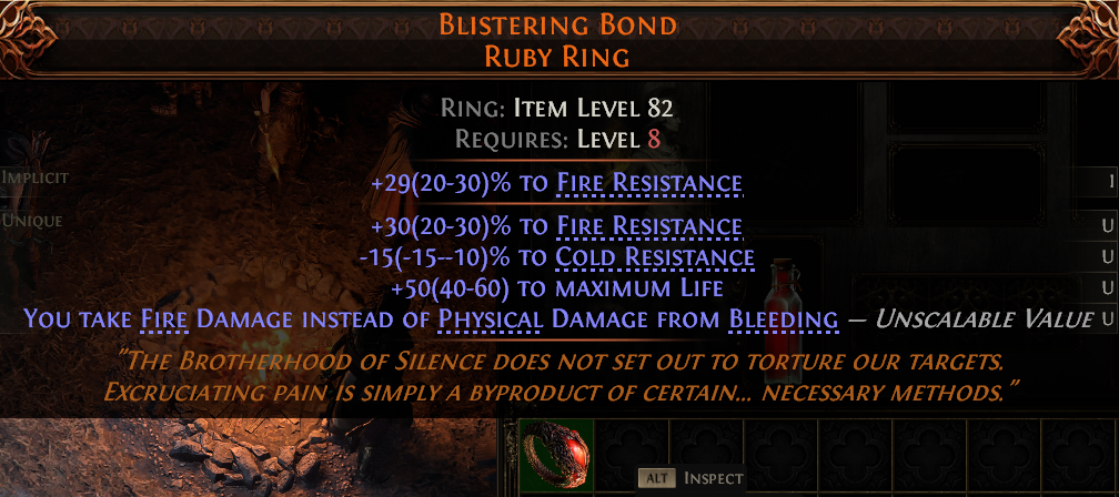 MMOJUGG Path of Exile 2 BLISTERING BOND RUBY RING#1147697 Details View of Item Function and Use