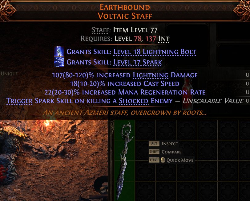 MMOJUGG Path of Exile 2 EARTHBOUND VOLTAIC STAFF#1147708 Details View of Item Function and Use
