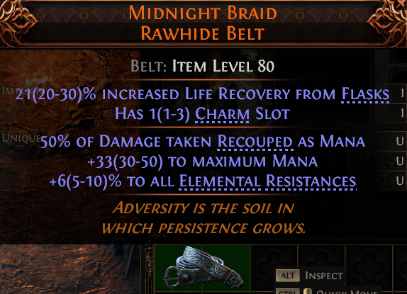 MMOJUGG Path of Exile 2 MIDNIGHT BRAID RAWHIDE BELT#1147752 Details View of Item Function and Use